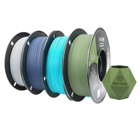 4kg ERYONE Matte PLA Filament - 1kg Aqua Blue + 1kg Olive Green + 1kg Navy Blue + 1kg Grey