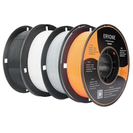 4kg ERYONE PLA Filament for 3D Printer 1.75mm - 1kg Orange + 1kg Black + 1kg Cool White + 1kg Agate Grey