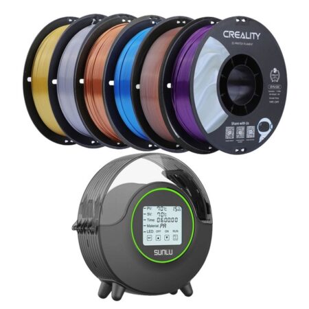 6kg Creality CR-Silk PLA Filament + Sunlu Filament Dryer - 1kg Golden + 1kg Red Copper + 1kg Blue + 1kg Silver Color + 1kg Rainbow + 1kg Purple