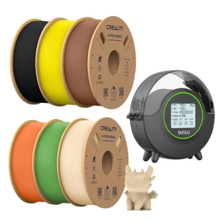 6kg Creality Hyper-PLA + Sunlu S2 Filament Dryer - Black + Skin Color + Yellow + Green + Orange + Brown