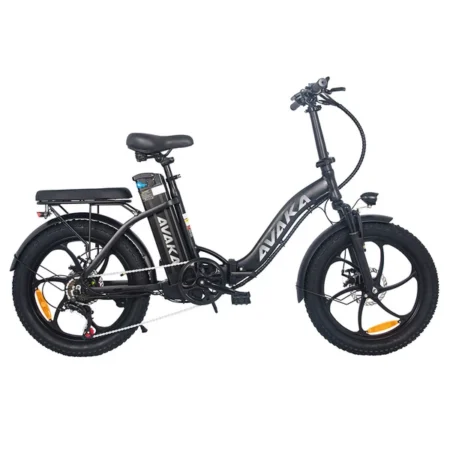 AVAKA BZ20 PLUS Electric Bike Foldable 20*3.0 Inch Fat Tires 500W Brushless Motor 25Km/h Max Speed 48V 18.2Ah Battery 100Km Range 120KG Max Load Dual Disc Brake Shimano 7-Speed Gear IP54 Waterproof LCD Display One-piece Wheel - Black