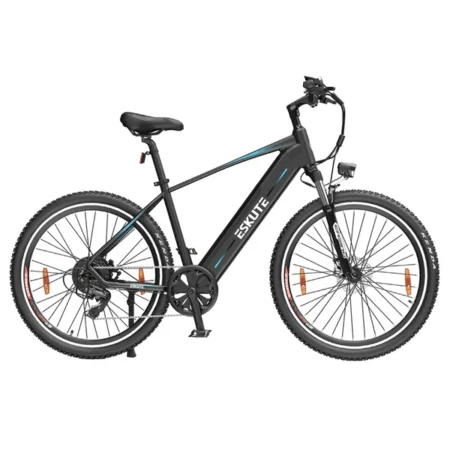 ESKUTE Netuno Plus Electric Bike, 250W Bafang Motor, Torque Sensor, 36V 14.5Ah Battery, 27.5*2.10-inch Tires, 25km/h Max Speed, 100km Range, Mechanical Disc Brakes, SHIMANO 7-speed - Black