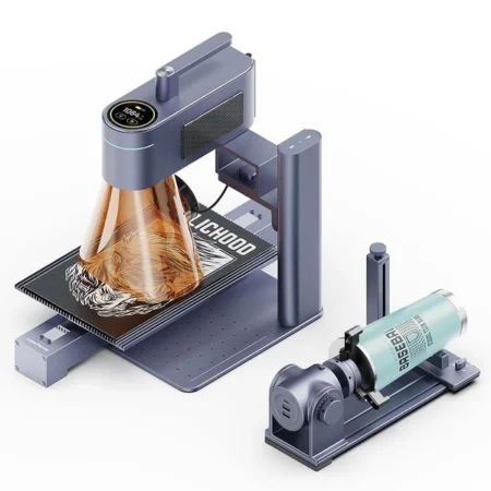 LaserPecker LP4 Luxury Edition with Rotary and Slide Extension, 10W + 2W Laser Power, 8K Resolution, 0.01mm Laser Spot, 2000mm/s Max Engraving Speed, LED Touch Screen, Wireless Connection, 160x120mm, Expandable to 160x300mm