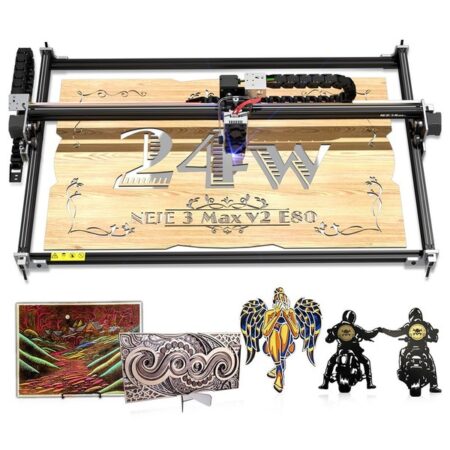 NEJE 3 Max V2 Laser Engraver Cutter, 24W Laser Power, E80 Laser Module, 0.06x0.06mm Focus, App Control, Offline Engraving, 790x470mm