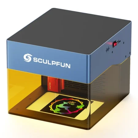 SCULPFUN iCube Pro 5W Laser Engraver, 0.06mm Laser Spot, 10000mm/min Engraving Speed, 32-bit Motherboard, Replaceable Lens, Smoke Filter, Temperature Alarm, App Connection, 130x130mm - EU Plug