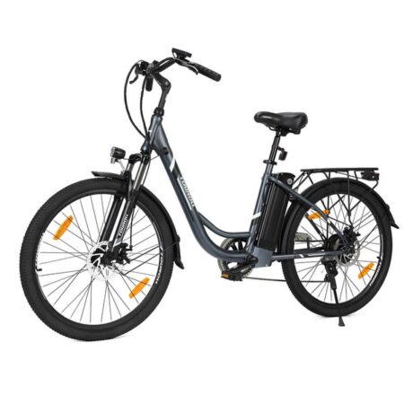 Touroll B1 Electric City Bike, 250W Motor, 45Nm Torque, 26"x1.95" Tire, 36V 15.6Ah Battery, 90km Max Range, 7-Speed Shimano Gear 5 Assist Levels 6km/h Walk Mode, Mechanical Shock Absorber IPX4 - Black