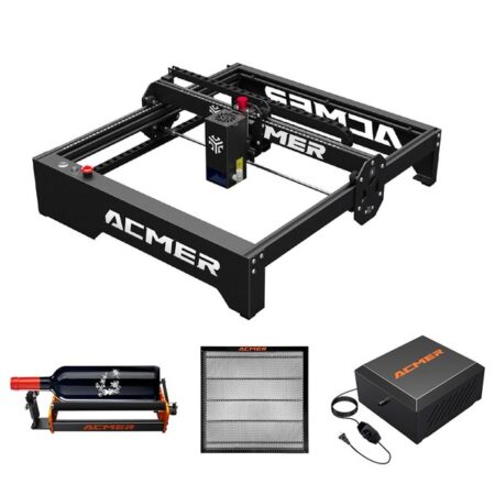 ACMER P1 Pro 20W Laser Engraver + M2 Laser Rotary Roller + E10 Laser Bed + C4 Air Assist Kit