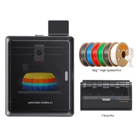 Anycubic Kobra S1 Combo + 6kg Eryone High Speed PLA+ Filament - (2kg Gray+ 1kg Green+ 1kg Red+ 1kg Blue+ 1kg Ivory White)