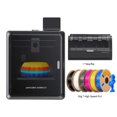 Anycubic Kobra S1 Combo 3D Printer + 6kg Eryone High Speed PLA+ Filament - 1kg Yellow +1kg Magenta +1kg Blue +1kg Black +1kg Ivory White +1kg Gray)