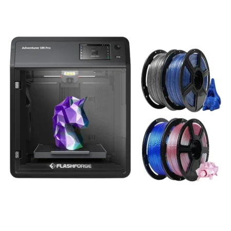 Flashforge Adventurer 5M Pro 3D Printer + 4kg Multicolor PLA Filaments - 1kg Crystal Pink + 1kg Galaxy Gray + 1kg Blue + 1kg Galaxy BlueFlashforge Adventurer 5M Pro 3D Printer + 4kg Multicolor PLA Filaments - 1kg Crystal Pink + 1kg Galaxy Gray + 1kg Blue + 1kg Galaxy Blue