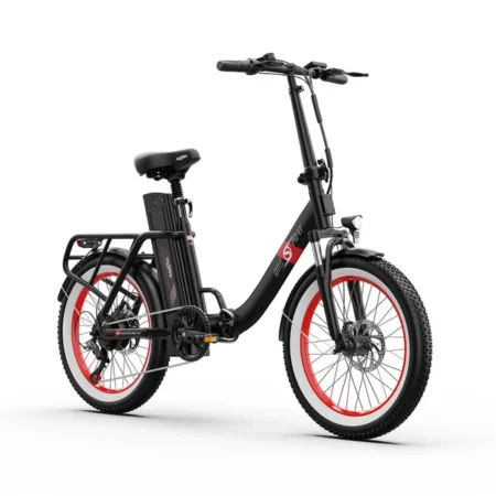 ONESPORT OT16 Electric Bike 20*3.0 inch Tires, 48V 17Ah Battery 25km/h Max Speed 3 Riding Modes 7-Speeds Disc Brakes - Black&Red