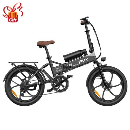 PVY Z20 Max Electric Bike 750W Motor 36V 25.6Ah(15Ah+10.6Ah) Battery 20*2.3-inch Tire One-Piece Wheels 25km/h 200km Max Range, Hydraulic Brake Shimano 7 Speed Torque Sensor EN 15194 CE Certified Rear Shock - Grey