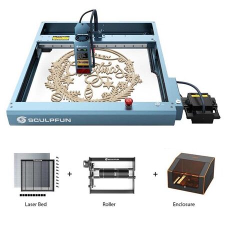 SCULPFUN SF-A9 20W Laser Cutter + Rullo Rotante + Letto Laser + Custodia Ignifuga